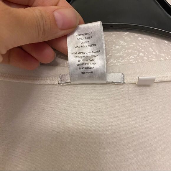 Halo Long Sleeve white semi sheer blouse top boho crew neck coastal NWT beachy M - Picture 4 of 7